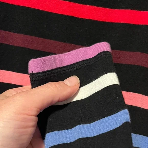 Talbots Black Multicolor Striped Long Sleeve Top - Picture 6 of 14